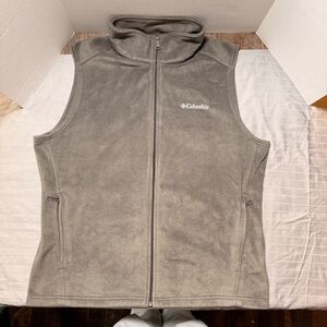 Columbia Fleece Vest Mens 1X Gray Full Zip Pockets Outdoor Casual Layering